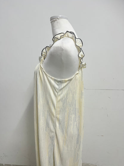 【Tigerelax Ruffled Strap Striped Nightdress】—— Cozy & Elegant Sleepwear for Relaxing Evenings