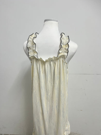 【Tigerelax Ruffled Strap Striped Nightdress】—— Cozy & Elegant Sleepwear for Relaxing Evenings