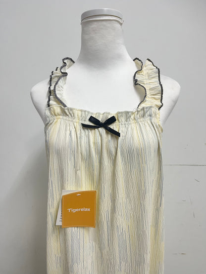 【Tigerelax Ruffled Strap Striped Nightdress】—— Cozy & Elegant Sleepwear for Relaxing Evenings