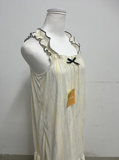 【Tigerelax Ruffled Strap Striped Nightdress】—— Cozy & Elegant Sleepwear for Relaxing Evenings