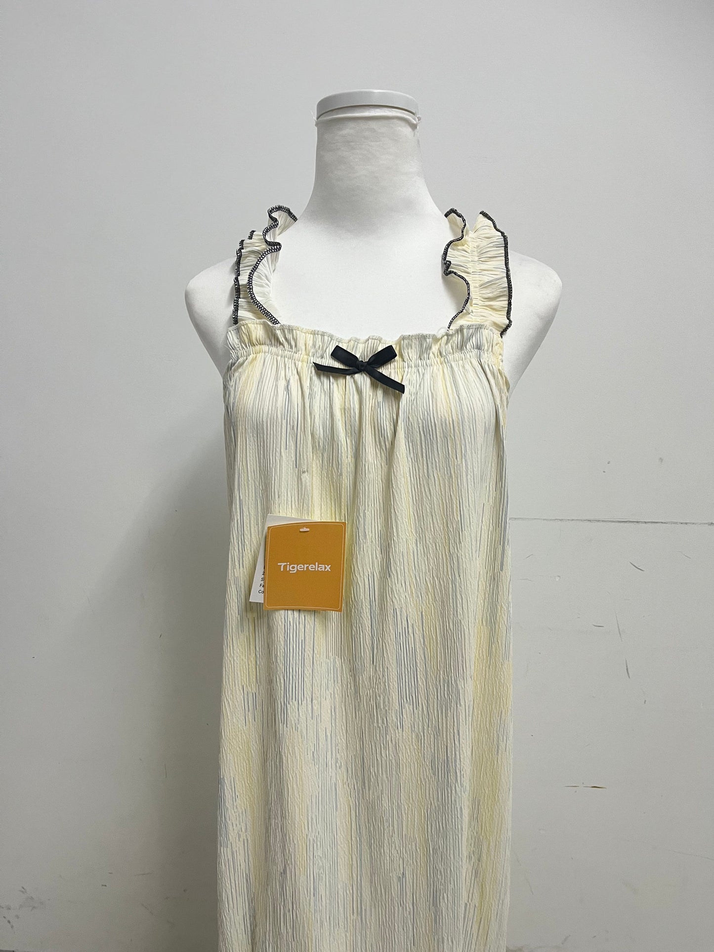 【Tigerelax Ruffled Strap Striped Nightdress】—— Cozy & Elegant Sleepwear for Relaxing Evenings