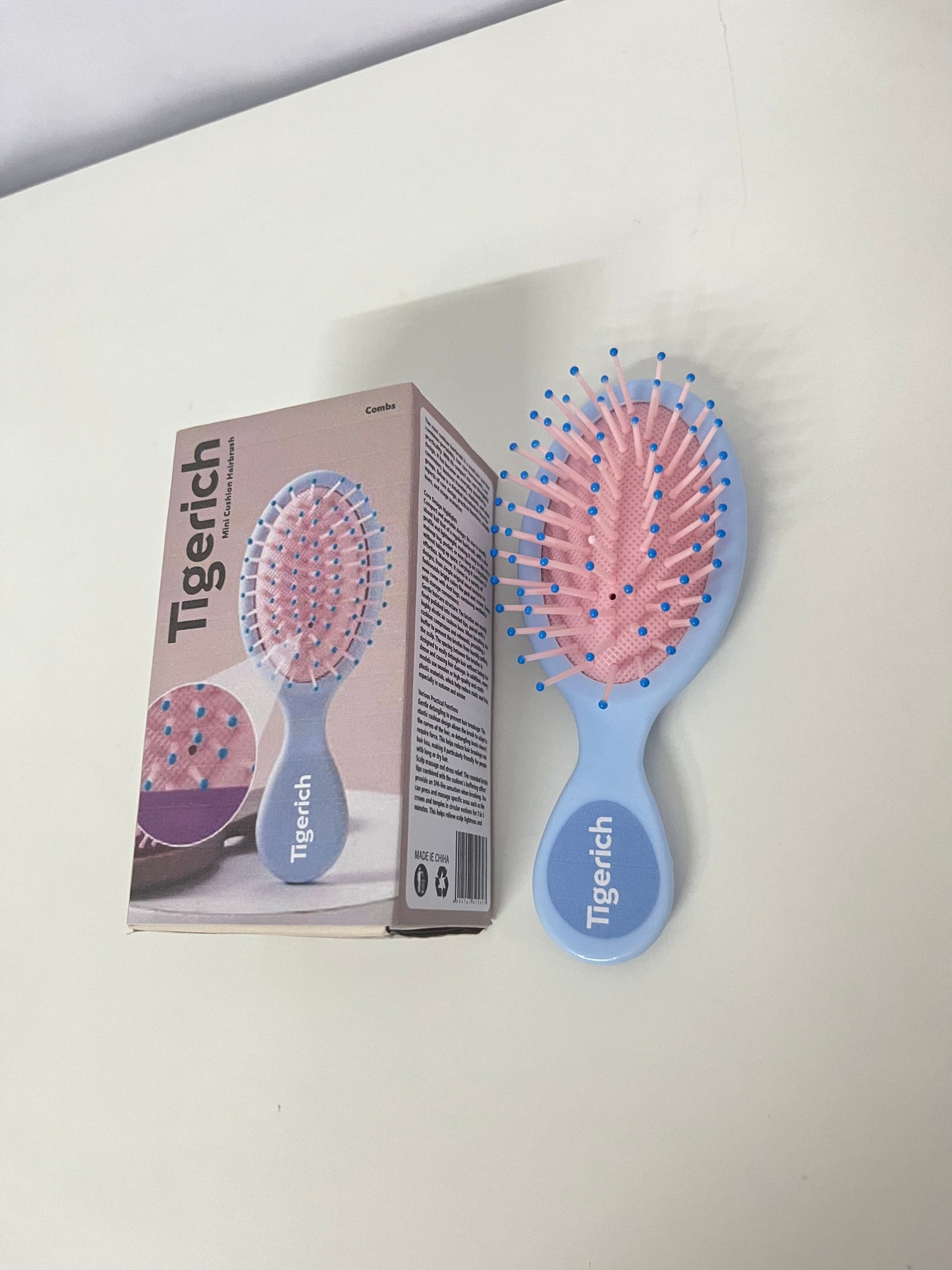 Tigerich Mini Cushion Hairbrush - Portable Massage Hair Comb for Detangling and Hair Styling
