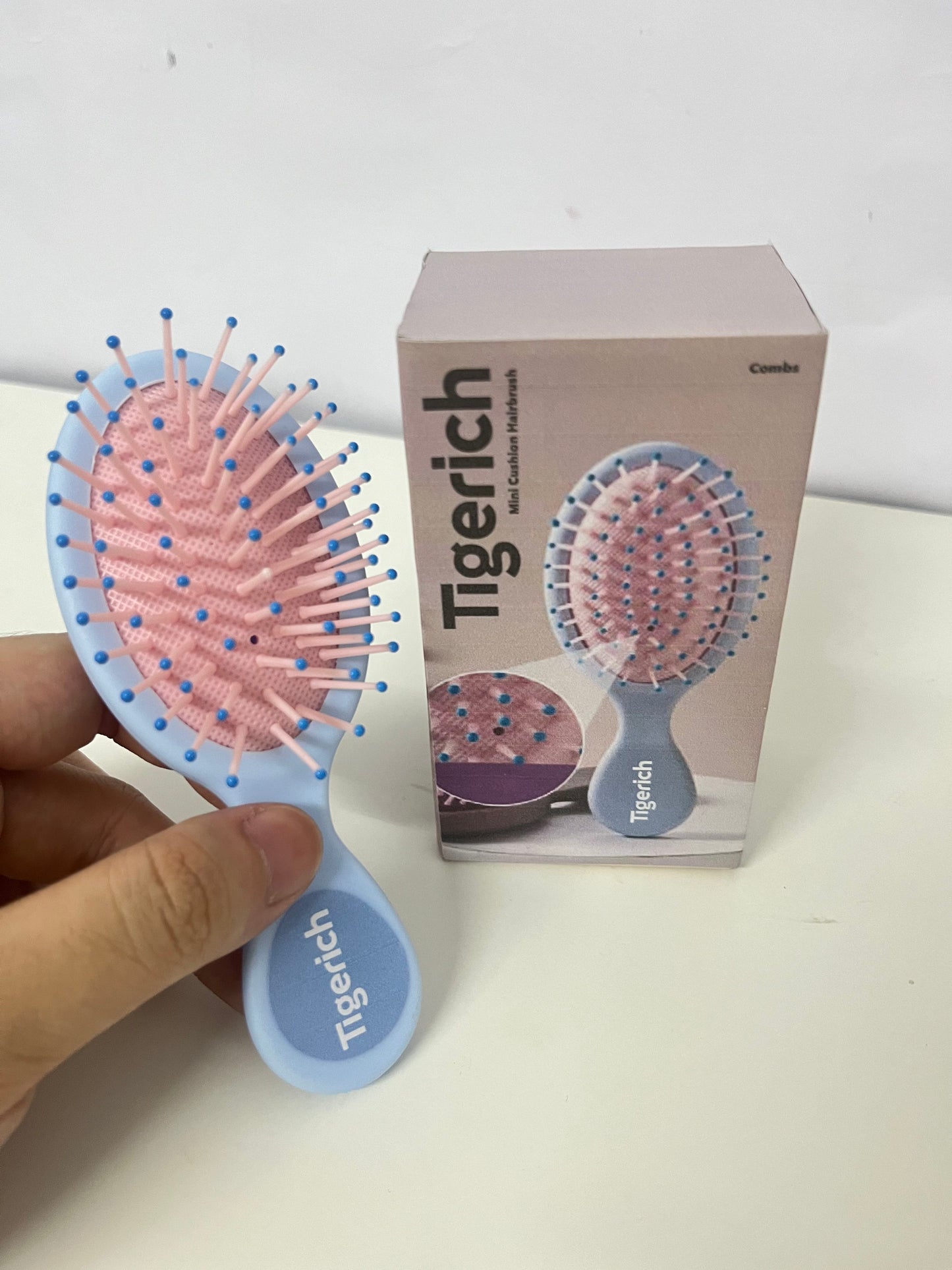 Tigerich Mini Cushion Hairbrush - Portable Massage Hair Comb for Detangling and Hair Styling