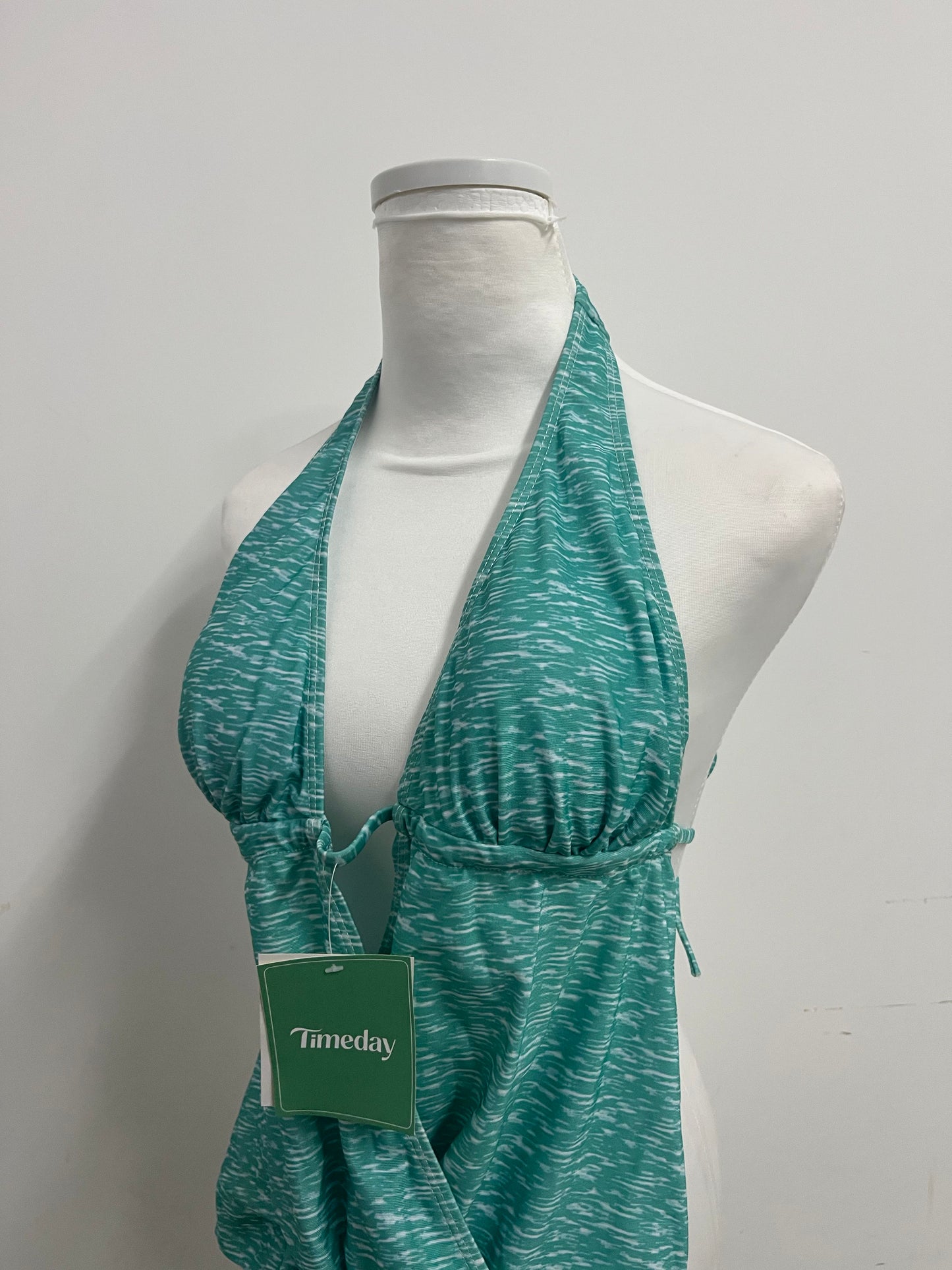 Timeday Swimsuits - Teal Marled Halter Neck 2-in-1 Cover-Up Swimsuit