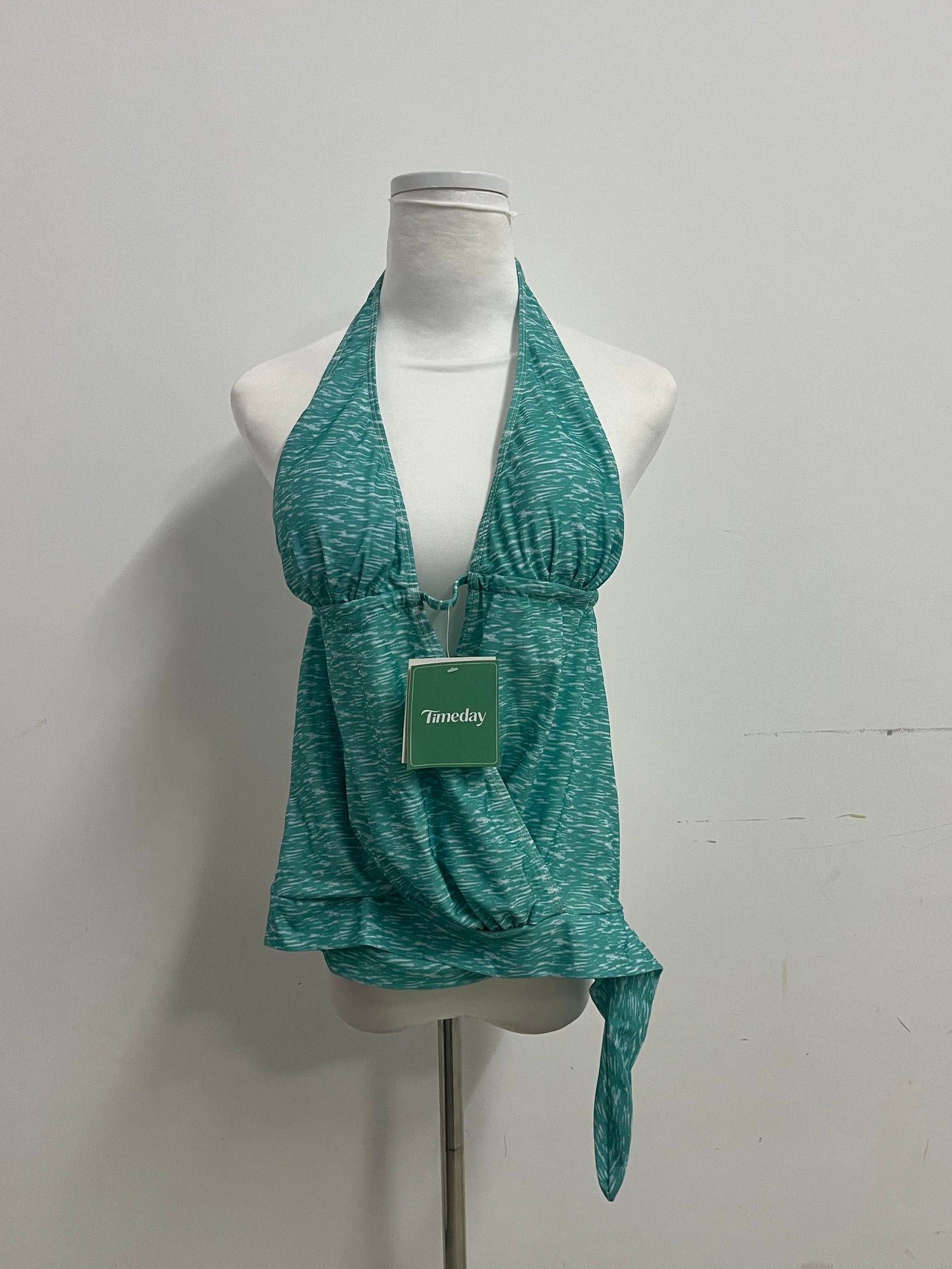 Timeday Swimsuits - Teal Marled Halter Neck 2-in-1 Cover-Up Swimsuit