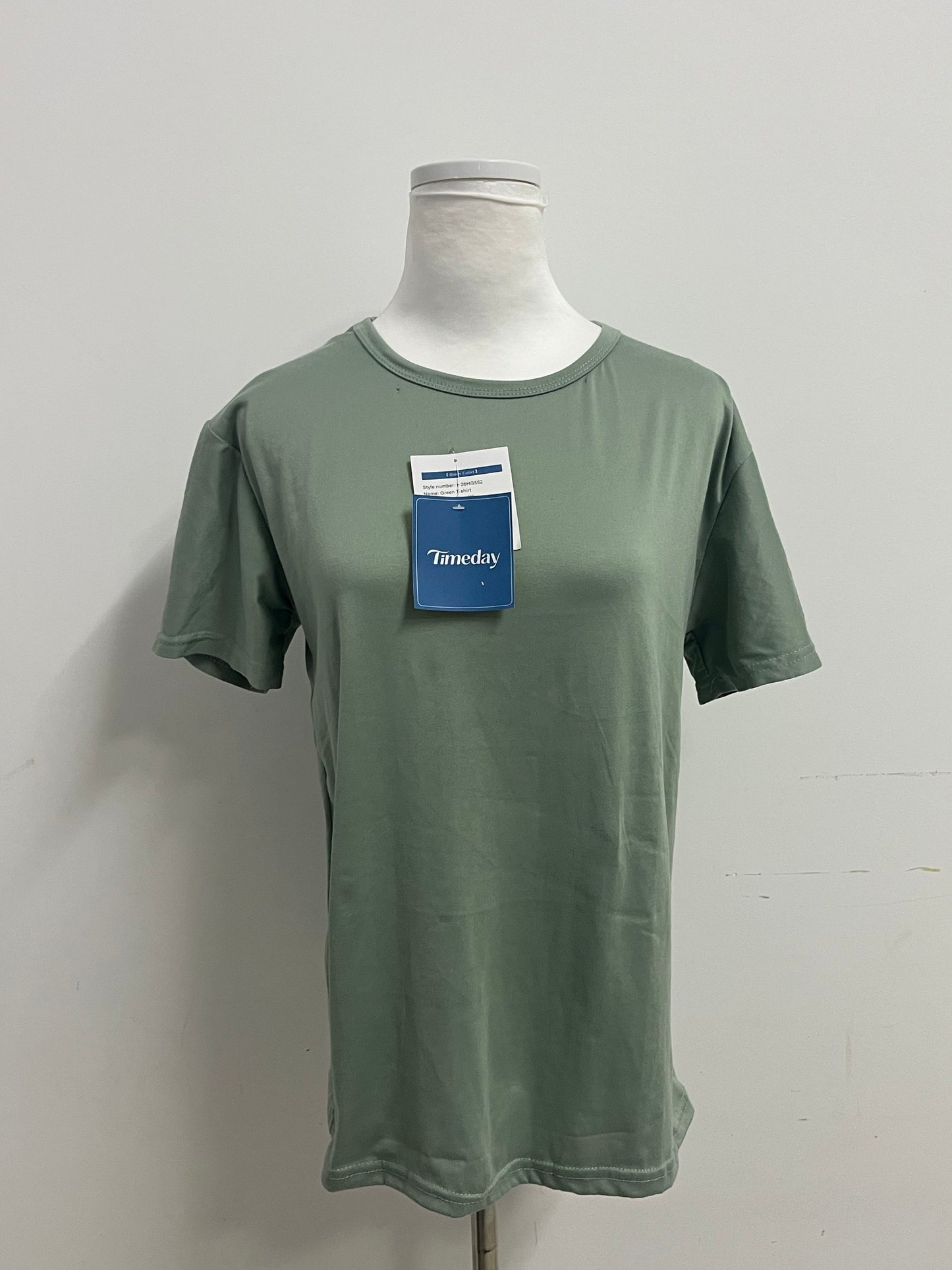 Timeday T-shirts - Sage Green Crew Neck Short-Sleeve Casual Tee