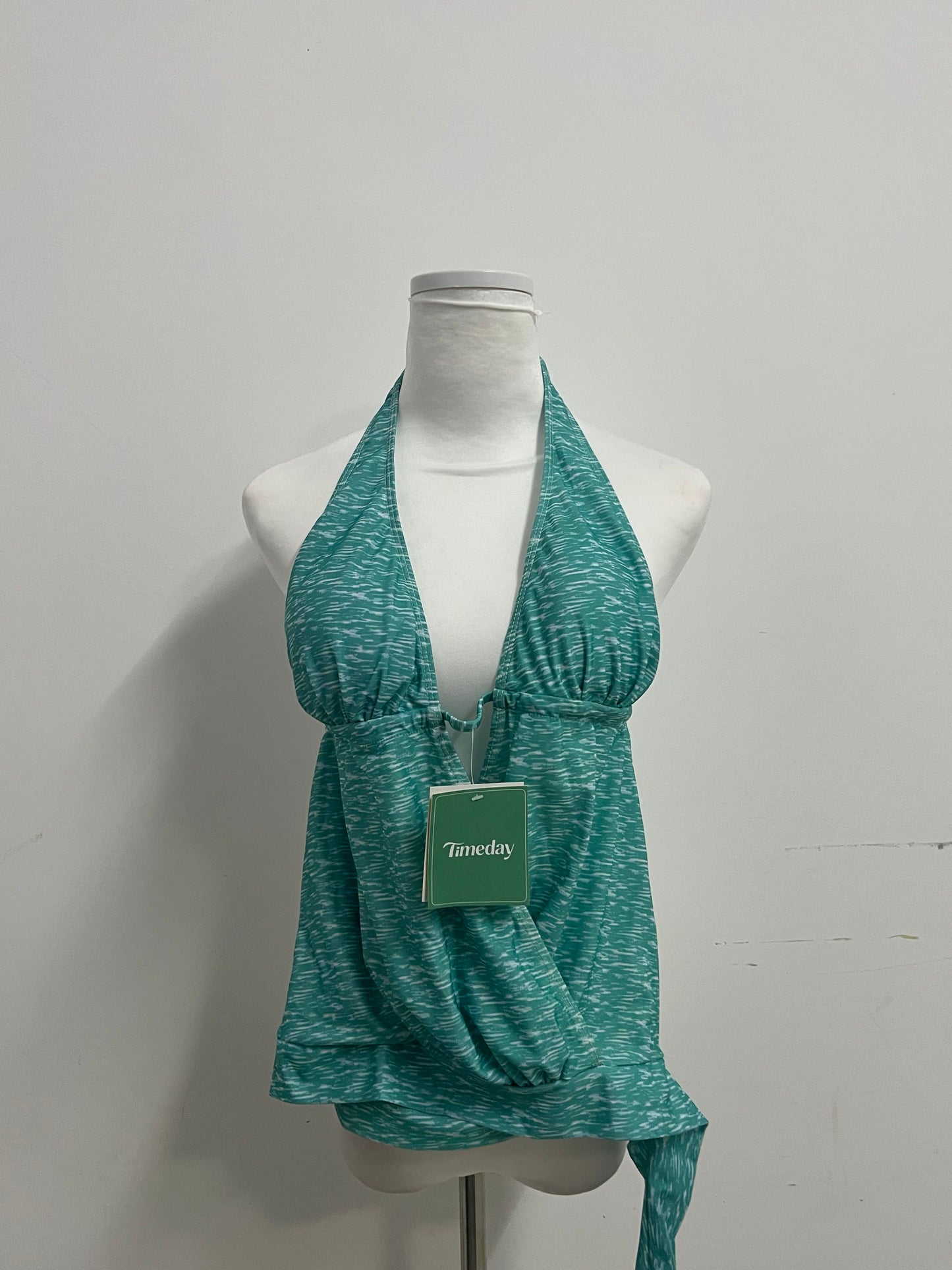 Timeday Swimsuits - Teal Marled Halter Neck 2-in-1 Cover-Up Swimsuit