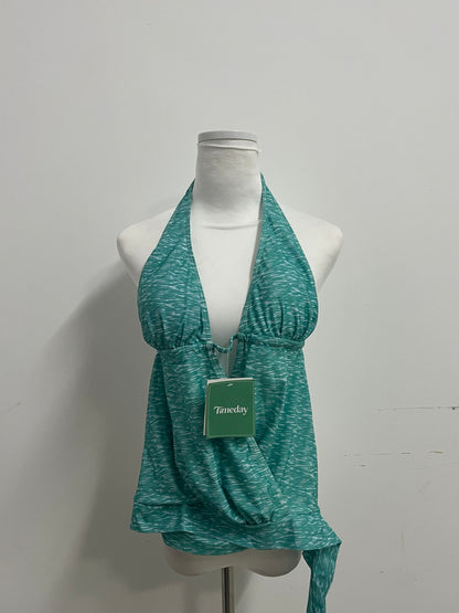 Timeday Swimsuits - Teal Marled Halter Neck 2-in-1 Cover-Up Swimsuit