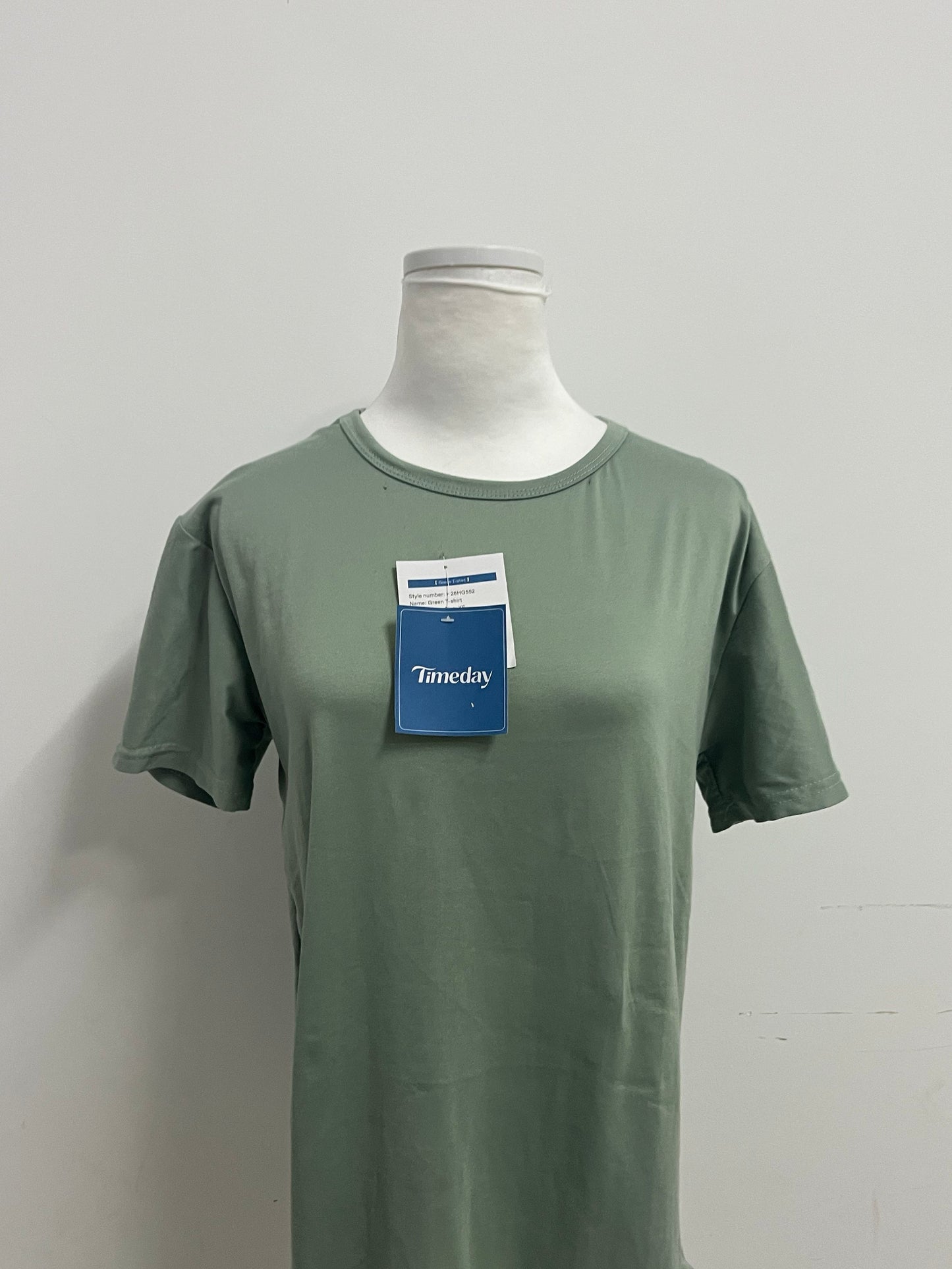 Timeday T-shirts - Sage Green Crew Neck Short-Sleeve Casual Tee