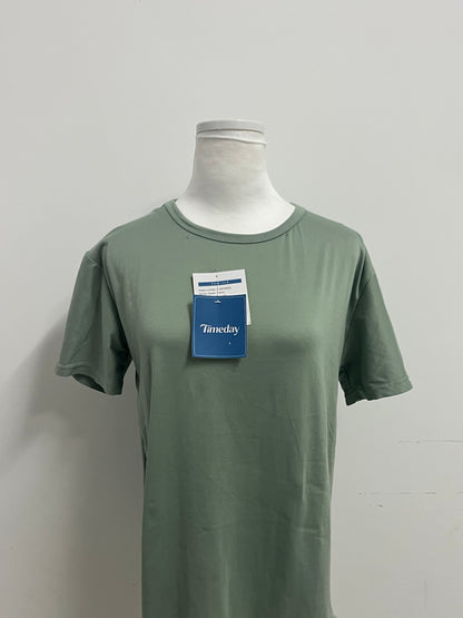 Timeday T-shirts - Sage Green Crew Neck Short-Sleeve Casual Tee
