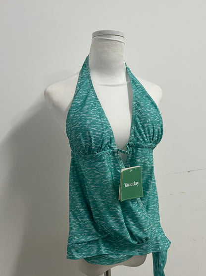 Timeday Swimsuits - Teal Marled Halter Neck 2-in-1 Cover-Up Swimsuit