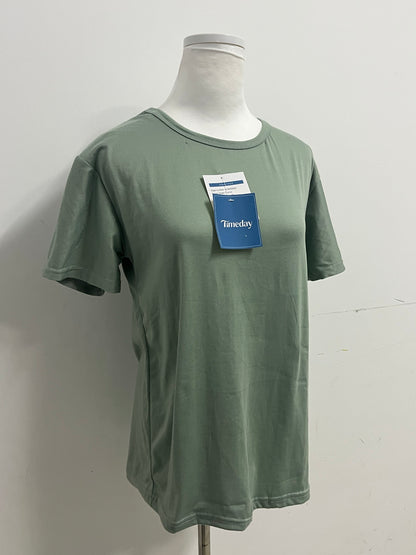 Timeday T-shirts - Sage Green Crew Neck Short-Sleeve Casual Tee