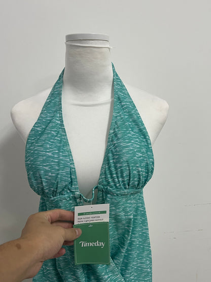Timeday Swimsuits - Teal Marled Halter Neck 2-in-1 Cover-Up Swimsuit
