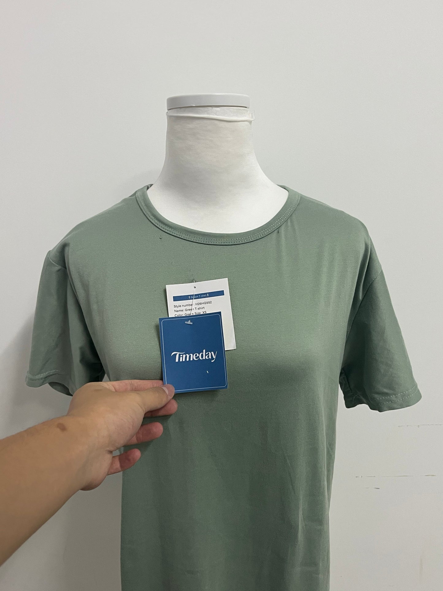 Timeday T-shirts - Sage Green Crew Neck Short-Sleeve Casual Tee