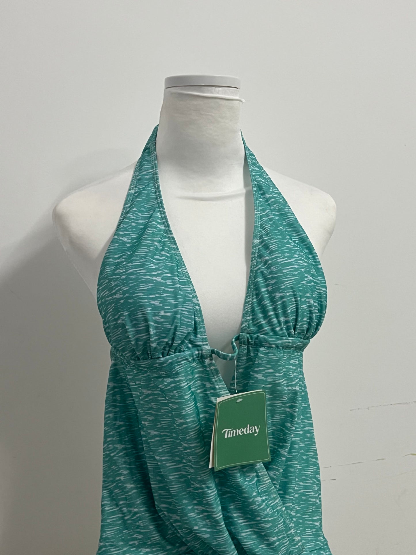 Timeday Swimsuits - Teal Marled Halter Neck 2-in-1 Cover-Up Swimsuit