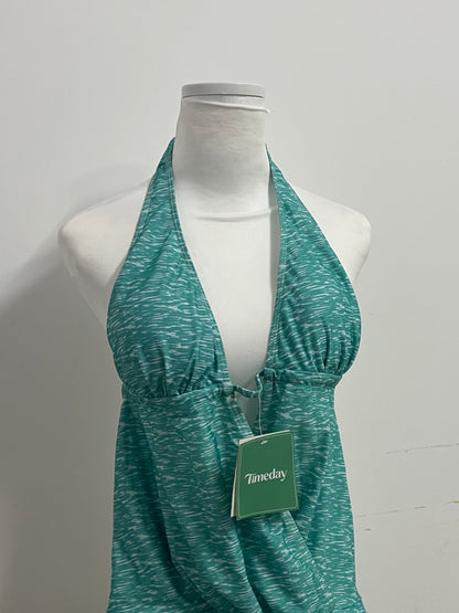 Timeday Swimsuits - Teal Marled Halter Neck 2-in-1 Cover-Up Swimsuit