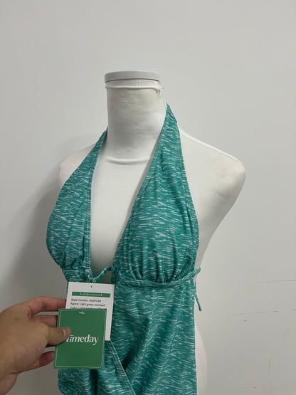 Timeday Swimsuits - Teal Marled Halter Neck 2-in-1 Cover-Up Swimsuit