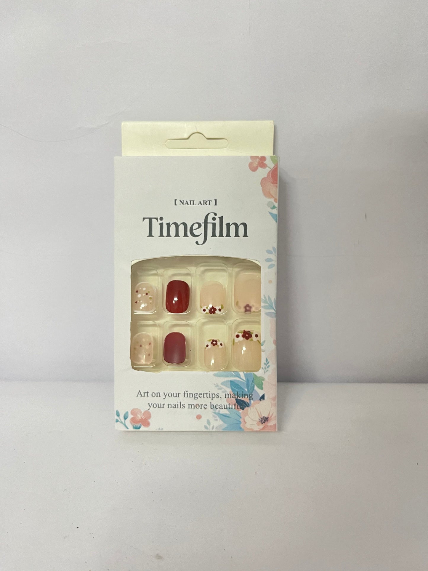 Timefilm Fake Nails Square Acrylic Nails Press ons Cute Flower Reusable Glue on Nails for Women and Girls Daily Wear Manicure 24 Pcs