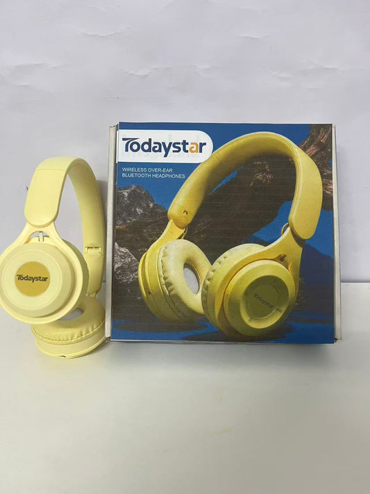 [Todaystar Headphones]-Over-Ear Bluetooth Headphones - Cream Yellow Wireless Music Headset