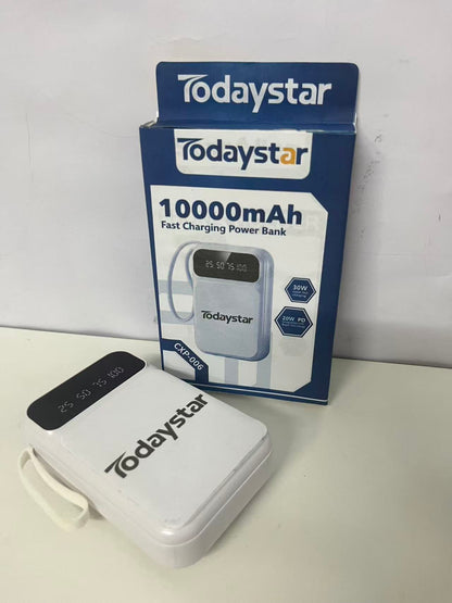 [Todaystar Portable power chargers]-10000mAh Fast Charging Power Bank - Built-in Cable Portable Charger