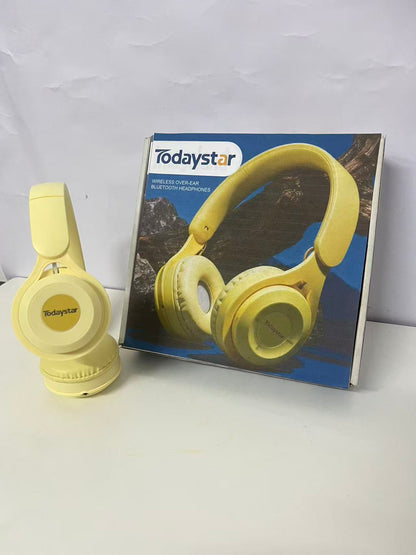 [Todaystar Headphones]-Over-Ear Bluetooth Headphones - Cream Yellow Wireless Music Headset