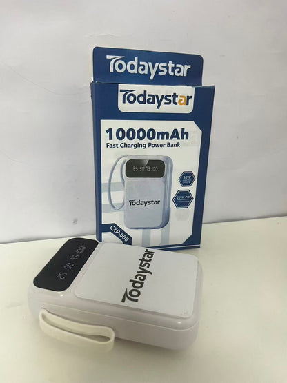 [Todaystar Portable power chargers]-10000mAh Fast Charging Power Bank - Built-in Cable Portable Charger