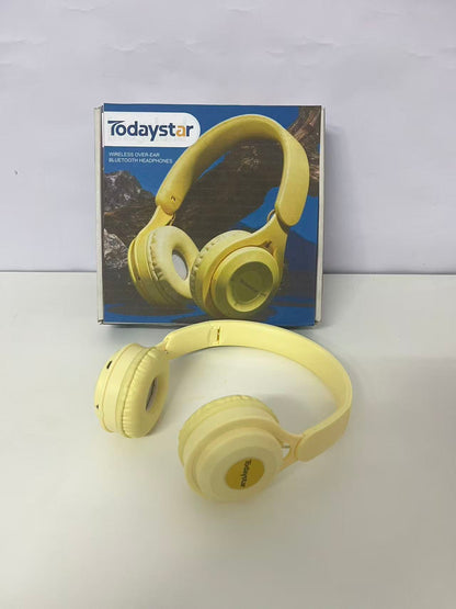 [Todaystar Headphones]-Over-Ear Bluetooth Headphones - Cream Yellow Wireless Music Headset