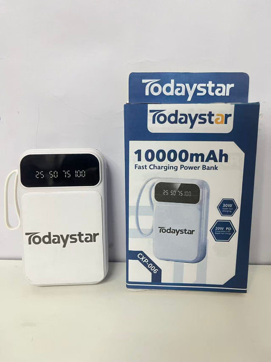 [Todaystar Portable power chargers]-10000mAh Fast Charging Power Bank - Built-in Cable Portable Charger
