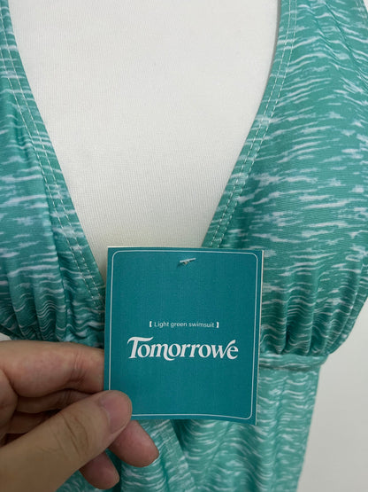 Tomorrowe Swim suits Green Textured Halter Swimsuit Sexy & Eye-Catching Unique Design A Fashion Choice for Beach Vacations