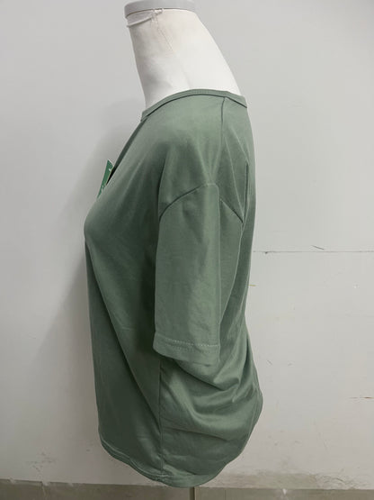 Tomorrowe Bean Green Short-Sleeve T-Shirts Fresh & Soft Comfortable & Skin-Friendly Essential Versatile Item for Daily Outfits