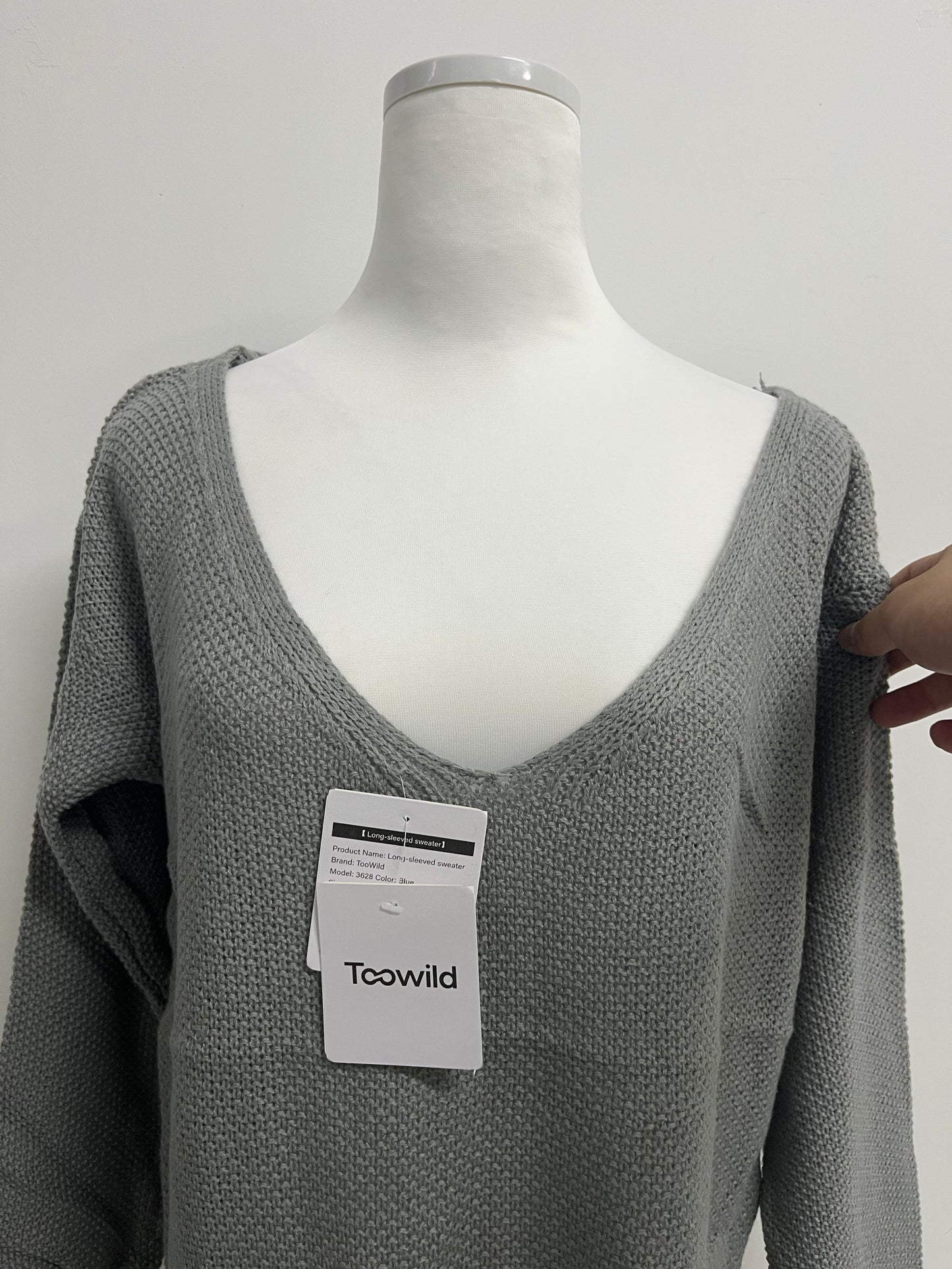 Toowild Women's V Neck Long Sleeve Knit Loose Oversized Pullover Sweater Top