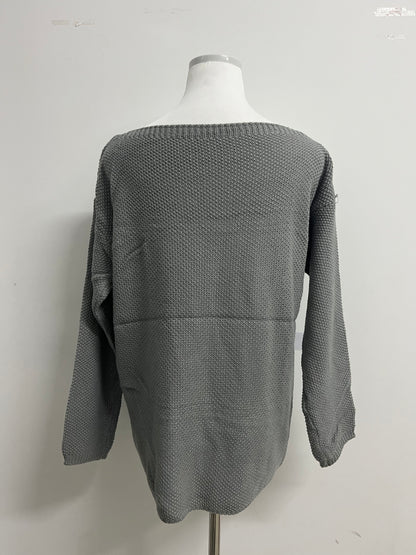 Toowild Women's V Neck Long Sleeve Knit Loose Oversized Pullover Sweater Top