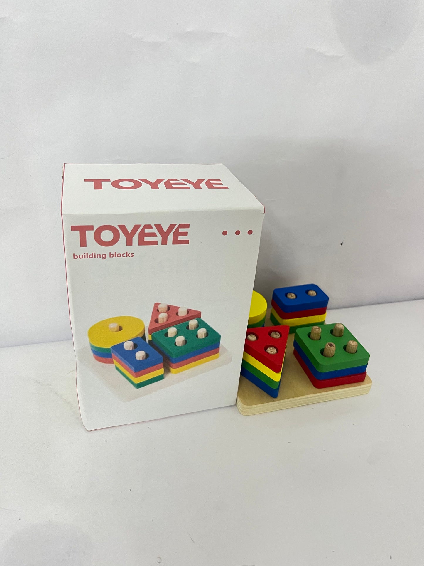 TOYEYE Toy construction blocks Sorting and Stacking, Montessori Toys, Wooden Shape Sorting Board, Educational Stacking Blocks for Age 3,4,5,6,Learning Toddlers Puzzle