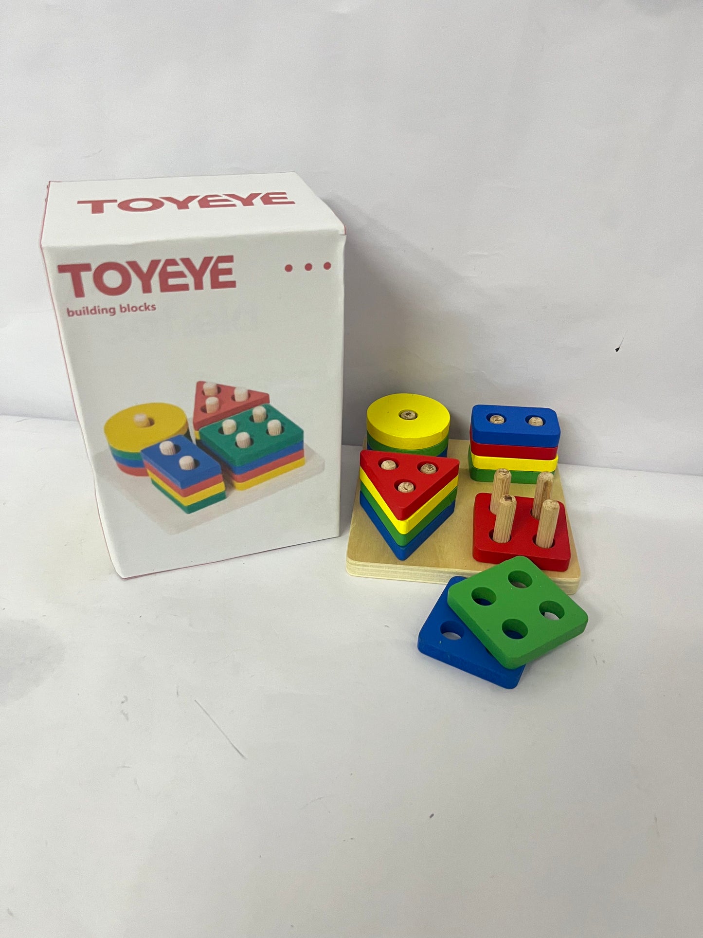 TOYEYE Toy construction blocks Sorting and Stacking, Montessori Toys, Wooden Shape Sorting Board, Educational Stacking Blocks for Age 3,4,5,6,Learning Toddlers Puzzle