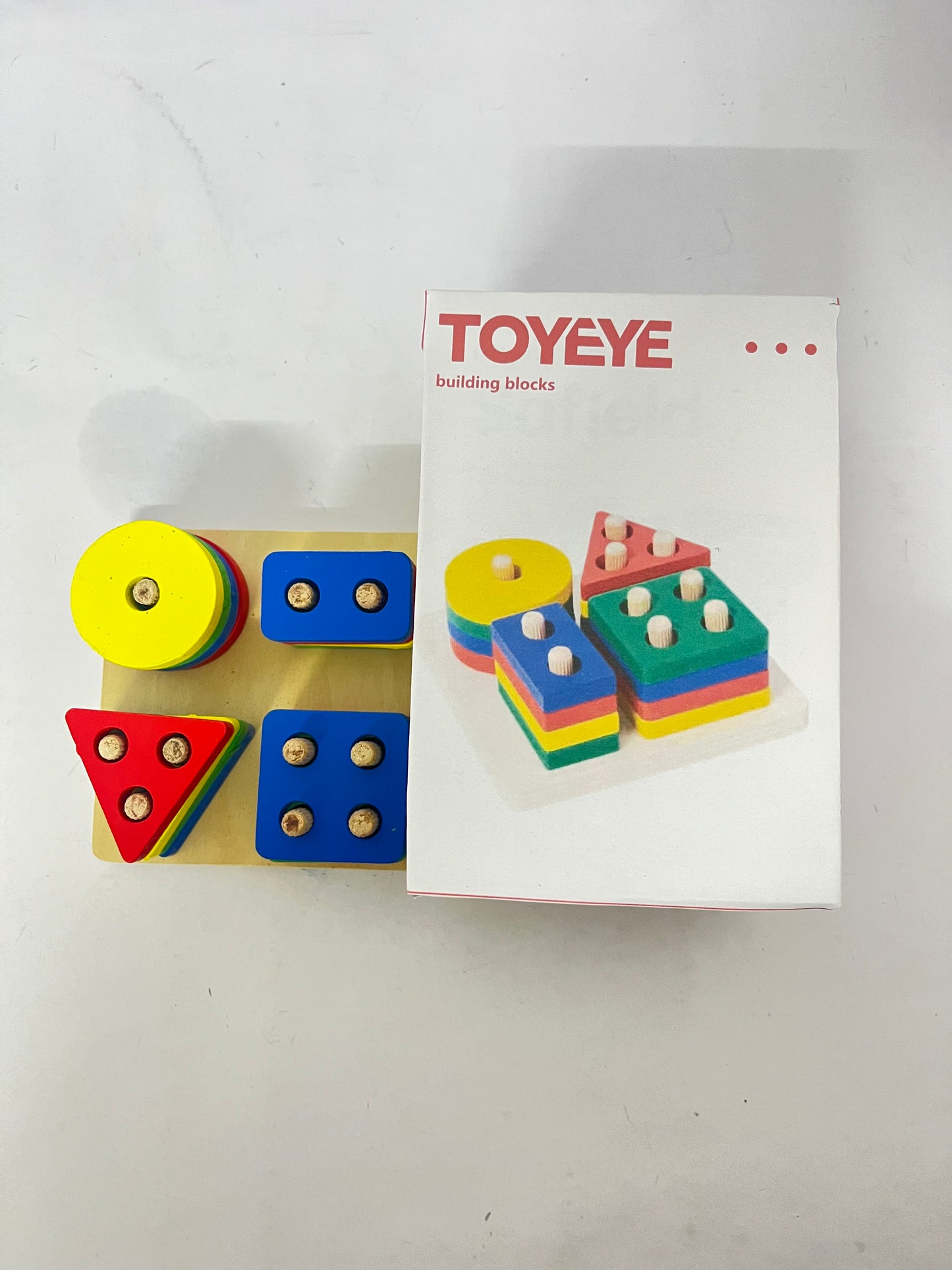 TOYEYE Toy construction blocks Sorting and Stacking, Montessori Toys, Wooden Shape Sorting Board, Educational Stacking Blocks for Age 3,4,5,6,Learning Toddlers Puzzle