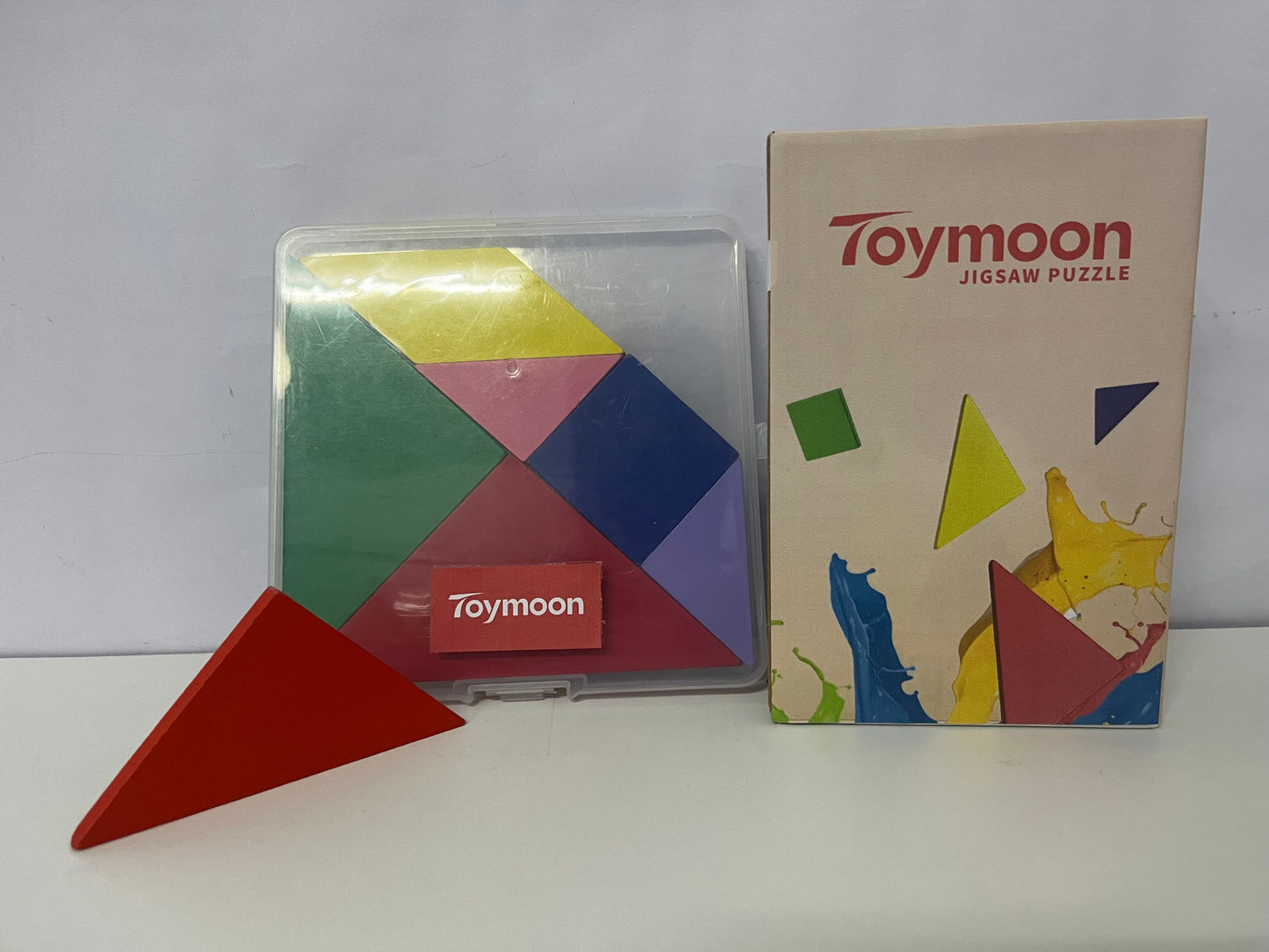 Toymoon 7-Piece Multi-Color Tangram Jigsaw Puzzle: Durable Plastic Shape-Matching Educational Toy with Portable Storage Case for Kids & Creative Play