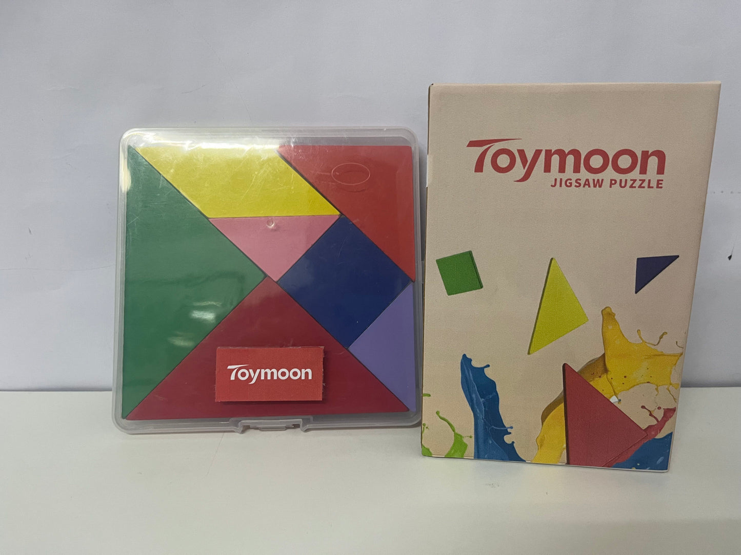 Toymoon 7-Piece Multi-Color Tangram Jigsaw Puzzle: Durable Plastic Shape-Matching Educational Toy with Portable Storage Case for Kids & Creative Play