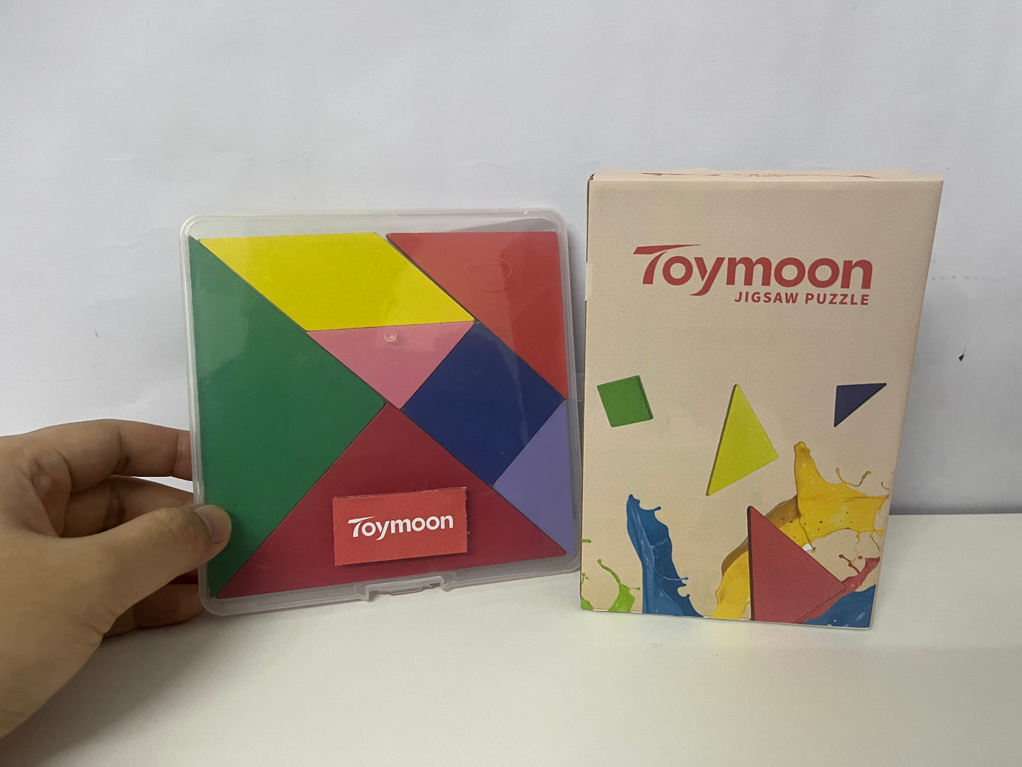 Toymoon 7-Piece Multi-Color Tangram Jigsaw Puzzle: Durable Plastic Shape-Matching Educational Toy with Portable Storage Case for Kids & Creative Play