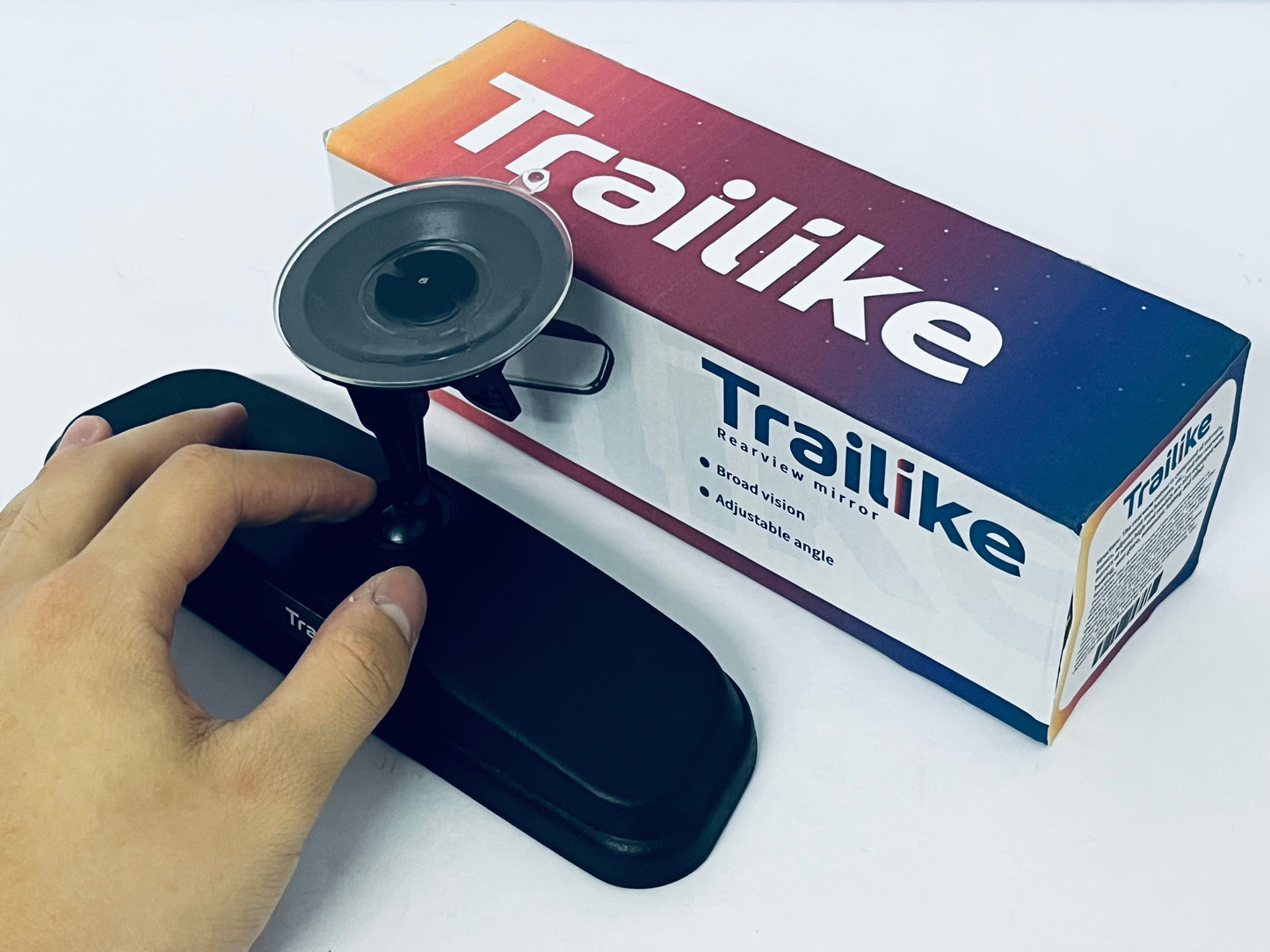 Trailike Car Rear View Mirror with Suction Cup, Anti Glare Wide Angle HD Auto Inside Rearview Mirror, 360 Degrees Adjustable Reduce Blind Spots, Universal for Vehicle, Marine, Boat, Truck, SUV, Van