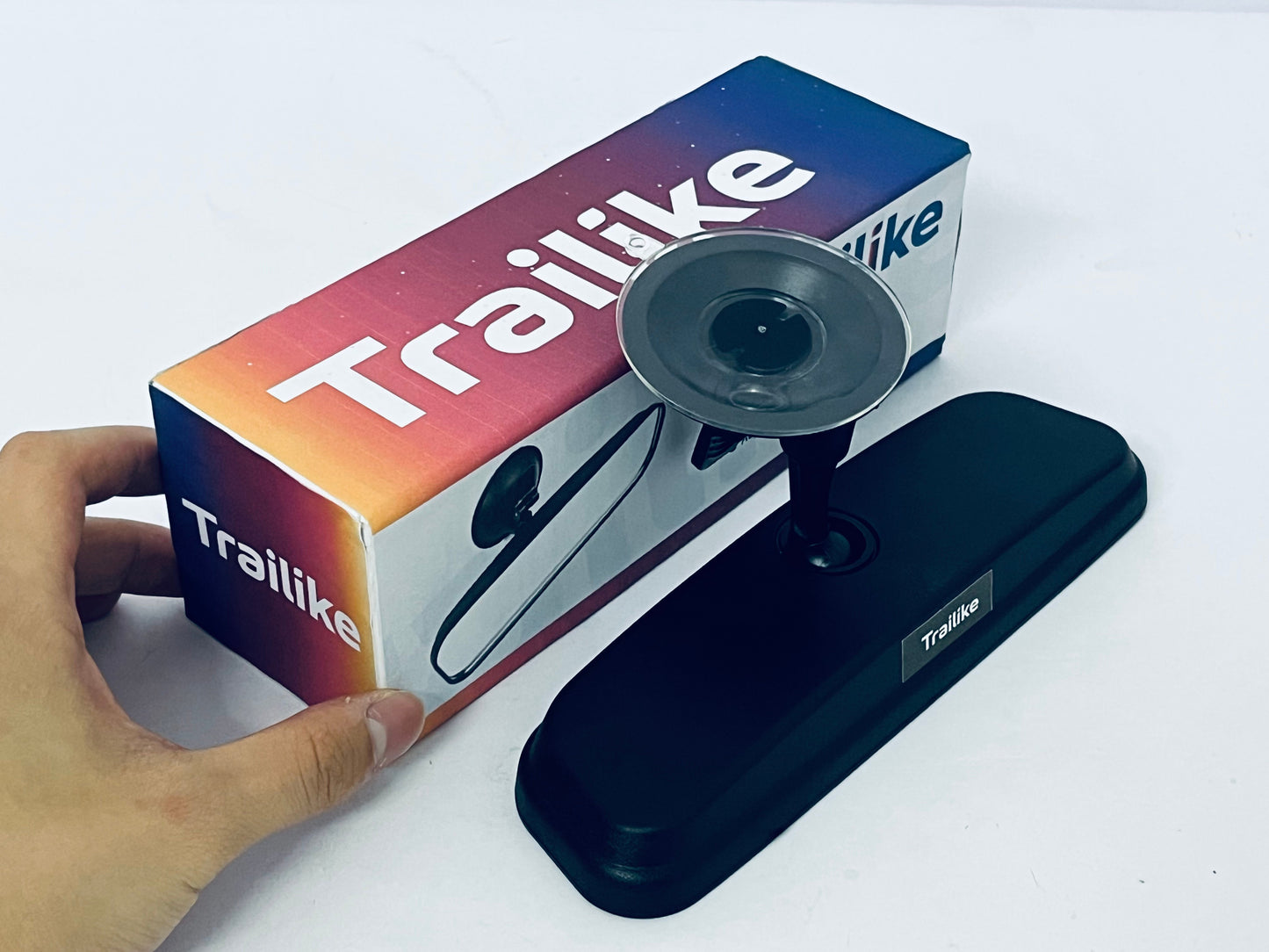 Trailike Car Rear View Mirror with Suction Cup, Anti Glare Wide Angle HD Auto Inside Rearview Mirror, 360 Degrees Adjustable Reduce Blind Spots, Universal for Vehicle, Marine, Boat, Truck, SUV, Van