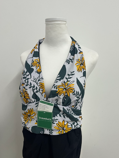 Traveluck  Swimsuit Top - Adjustable Wrap-Front Crop Style
