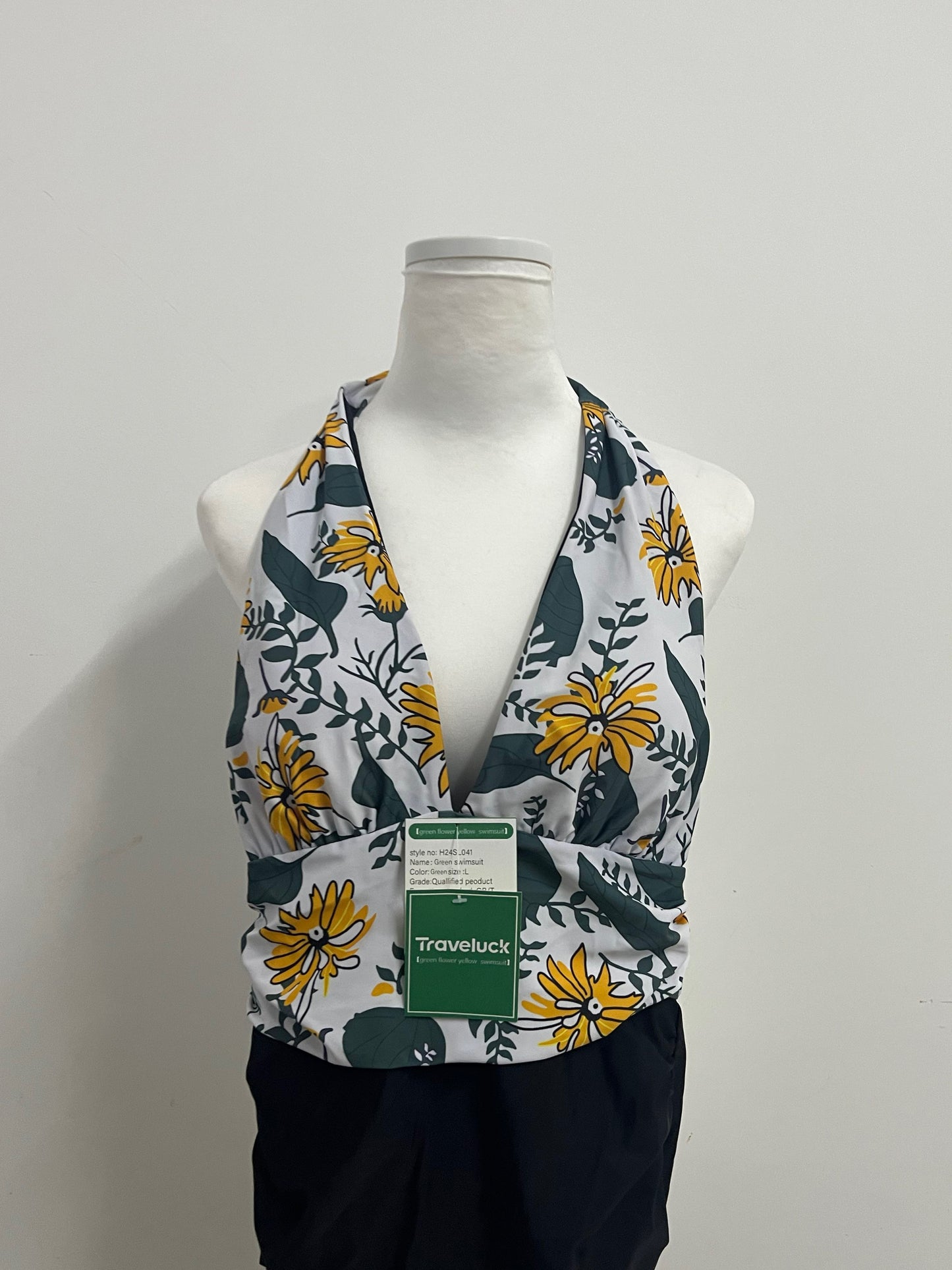 Traveluck  Swimsuit Top - Adjustable Wrap-Front Crop Style