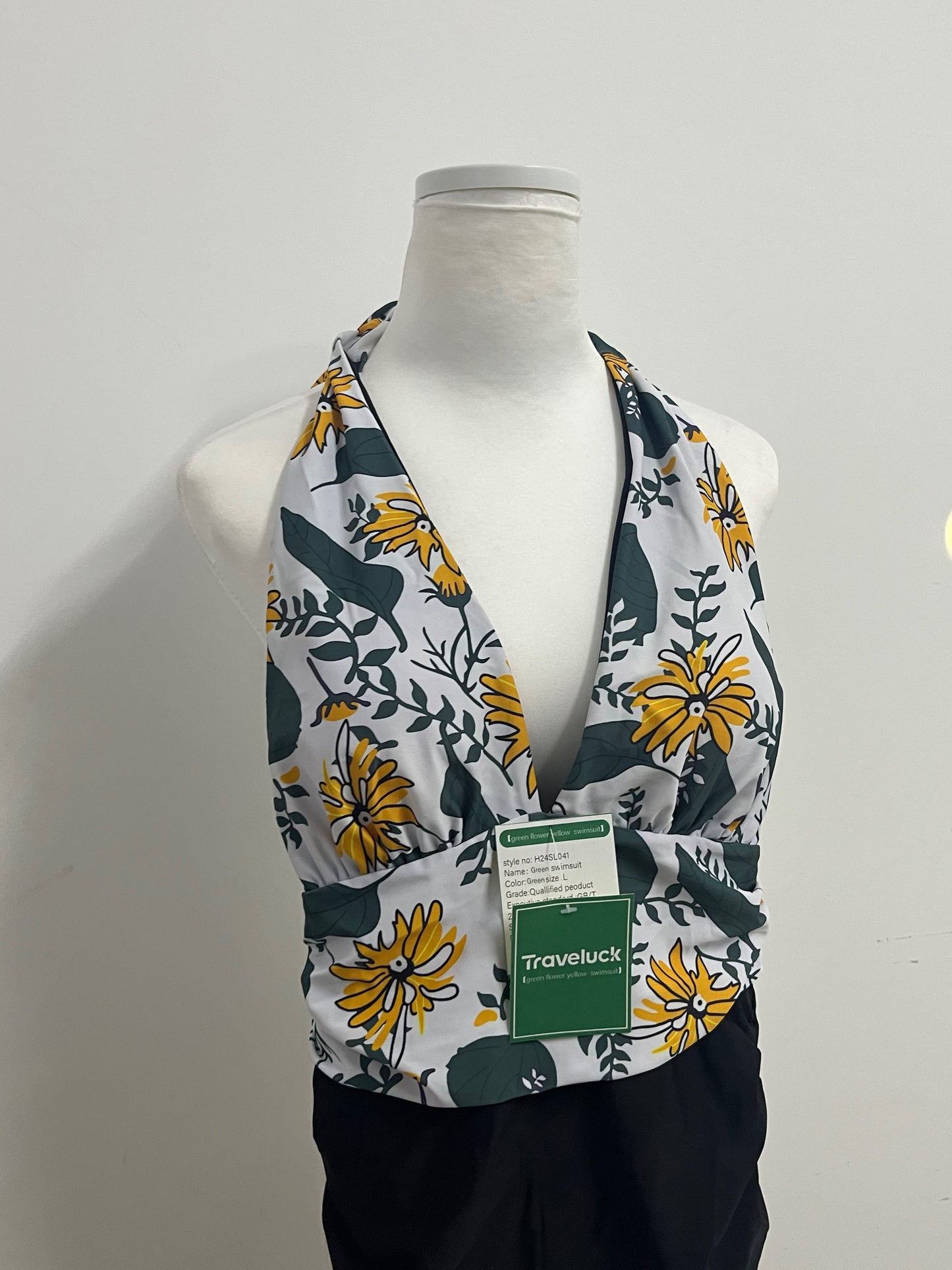 Traveluck  Swimsuit Top - Adjustable Wrap-Front Crop Style