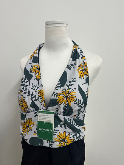 Traveluck  Swimsuit Top - Adjustable Wrap-Front Crop Style