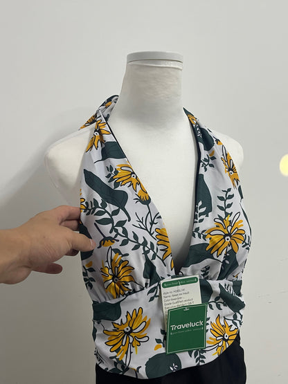 Traveluck  Swimsuit Top - Adjustable Wrap-Front Crop Style