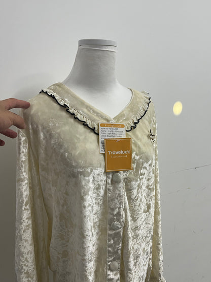 Traveluck Light Yellow Women’s  Sleepwear - Ruffled Collar Long-Sleeve Sleepwear (S/M/L)