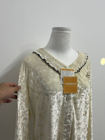 Traveluck Light Yellow Women’s  Sleepwear - Ruffled Collar Long-Sleeve Sleepwear (S/M/L)