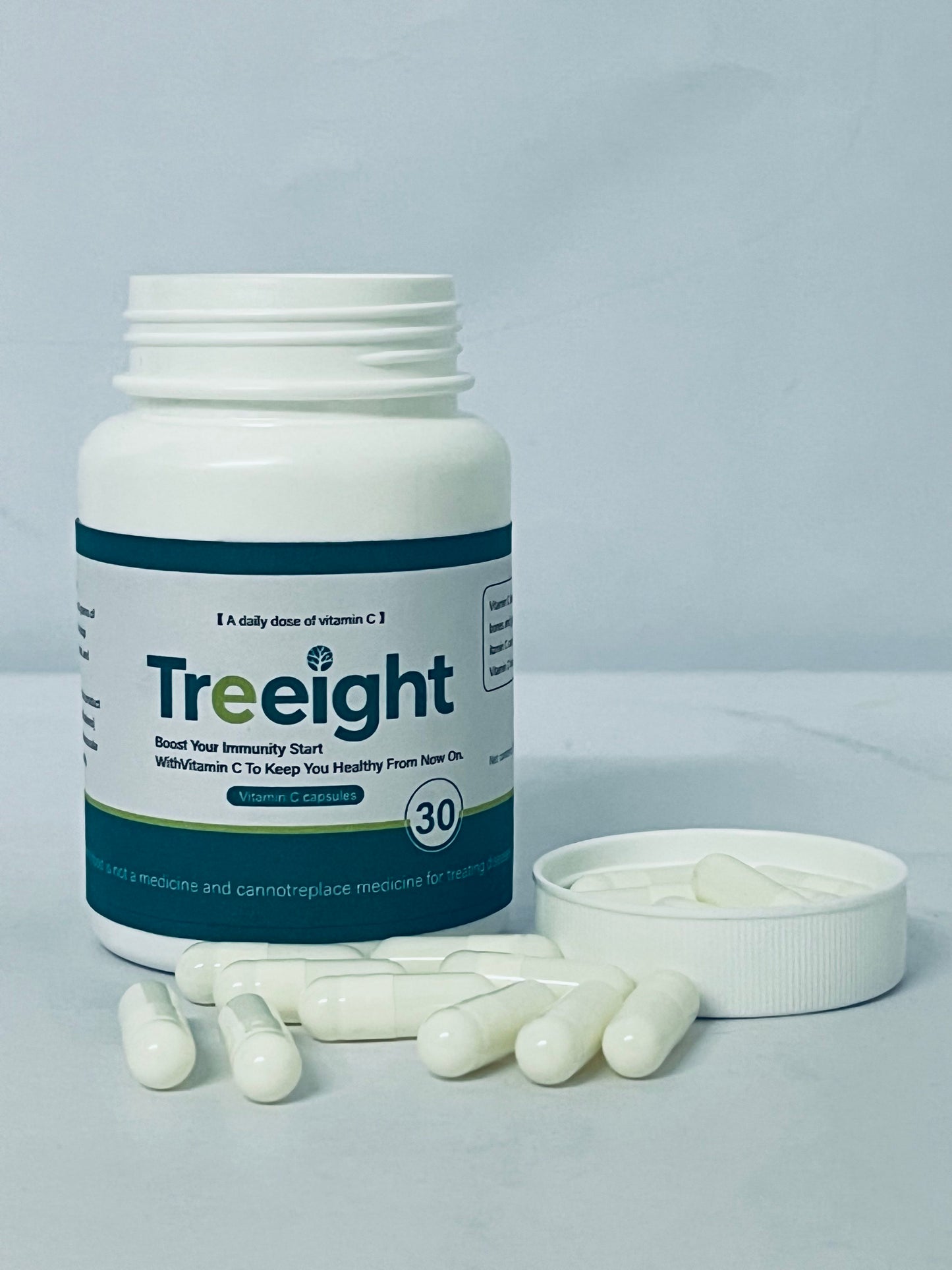 Treeight Vitamin C Capsules - 30 Count Daily Immune Support Supplement for Immunity Boost & Wellness