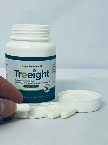 Treeight Vitamin C Capsules - 30 Count Daily Immune Support Supplement for Immunity Boost & Wellness