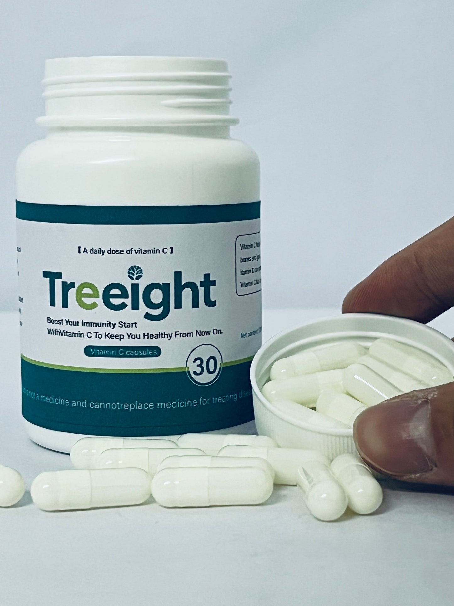 Treeight Vitamin C Capsules - 30 Count Daily Immune Support Supplement for Immunity Boost & Wellness